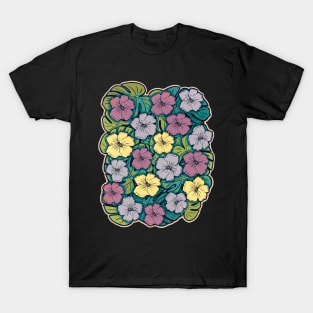 Pastel Hibiscus & Monstera T-Shirt